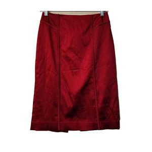 NEW WHBM White House Black Market Womens Satiny Pencil Skirt Size 2 Crimson Red